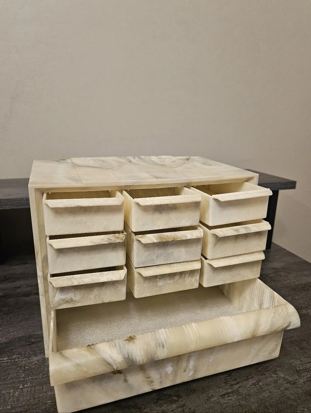 Vintage AKRO-MILS Cabinets Marble-Pattern Desktop Storage Organizer - 10 Drawers